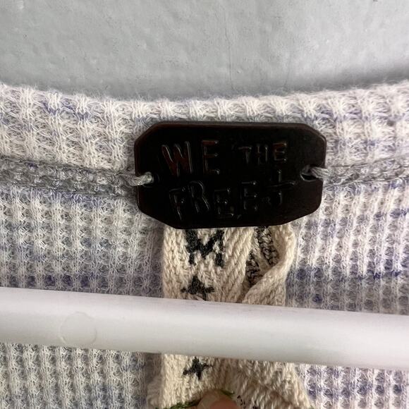 Free People We the Free Coastline Thermal Henley Peplum Tunic Top in Beige Sz M - Picture 5 of 10